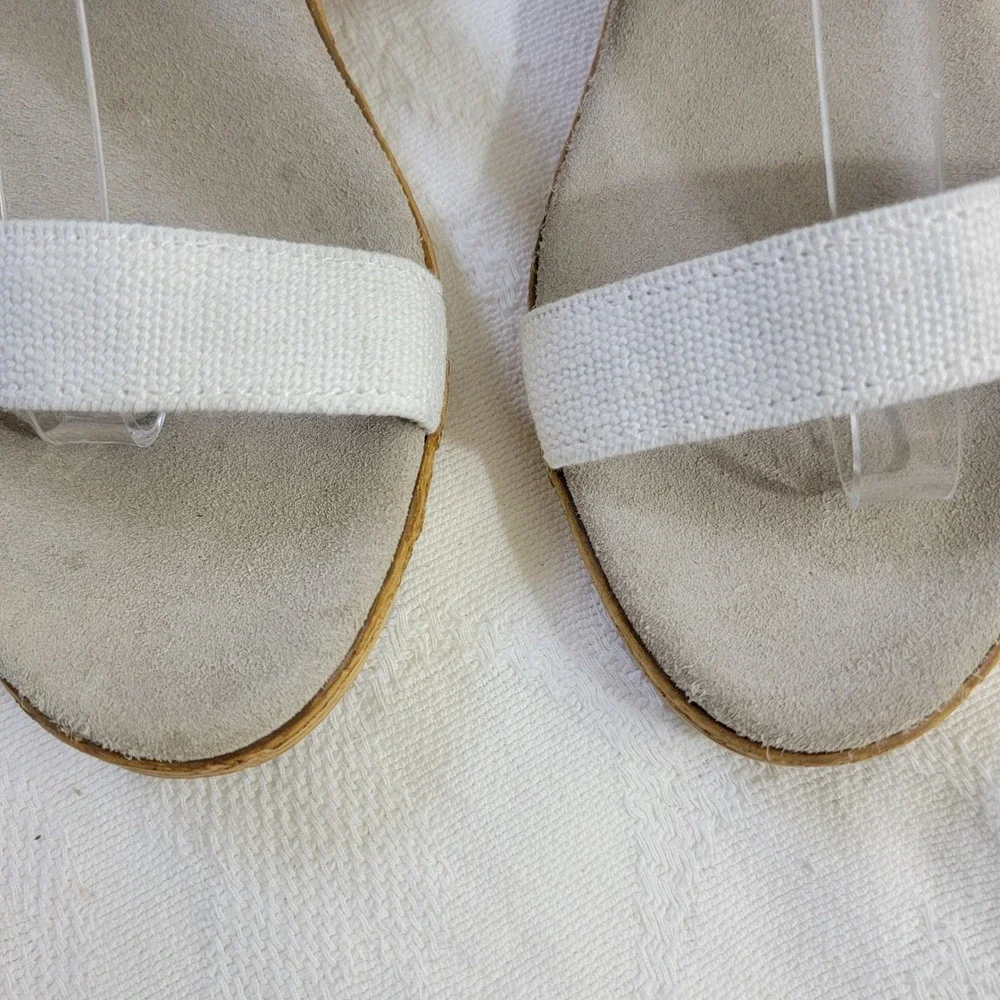 Charleston Shoe Co NEW‎ Cecilia II Navy White Striped Low Wedge Slide Sandals 10